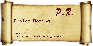 Pupics Rozina névjegykártya